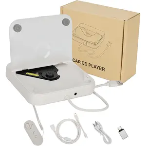 Portable External CD Player for  & , USB/Type-C/AUX CD Drive with Anti Skip Protection & Remote Control, Plug & Play, Compatible with  Stereo, TV, Laptop, PC, Android 4.4+ (White)