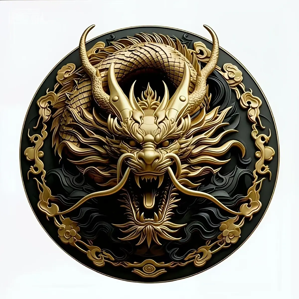 Car Sticker, Bronze Dragon Emblem, 2D Flat Chinese Retro Dragon Totem, Self-Adhesive Waterproof Vinyl, for Car Door Hood Window Laptop Wall Decor