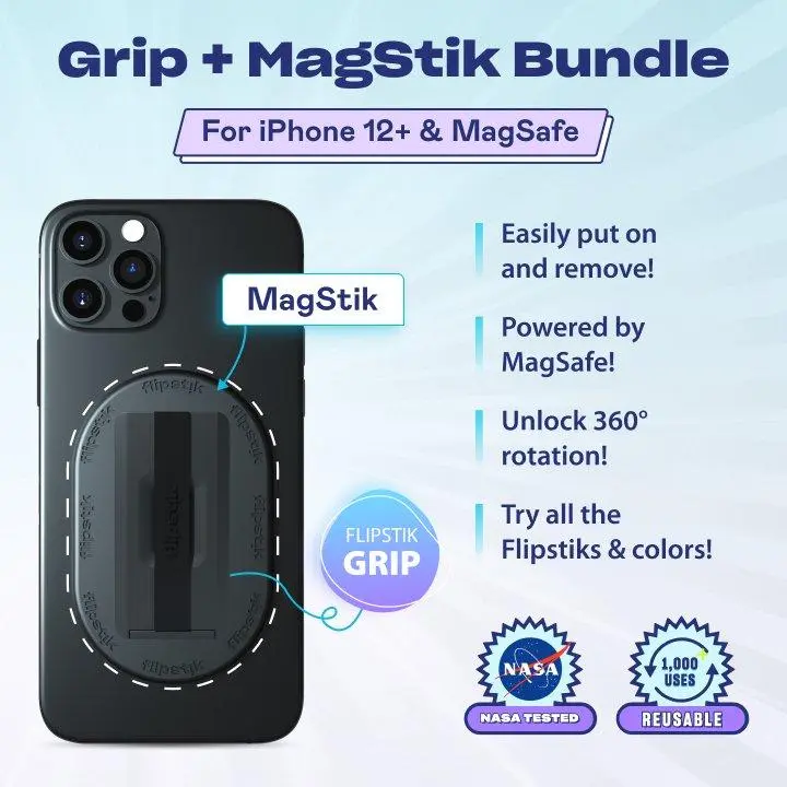 Grip + MagStik Bundle (for iPhone 12+ & MagSafe) Grip + MagStik Bundle (for iPhone 12+ & MagSafe)