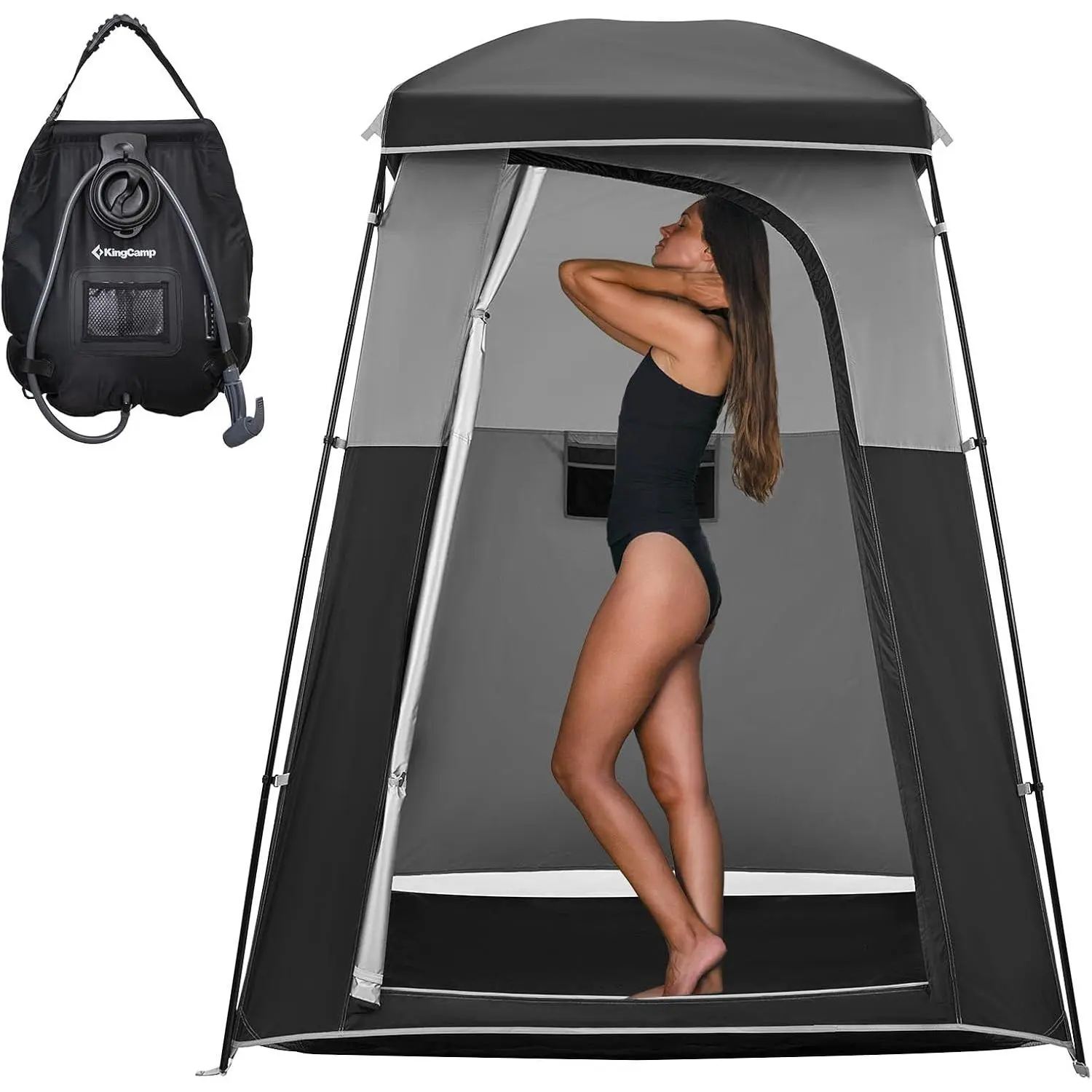 KingCamp Pop-Up Fold Out Tent - Unisex Extra-Large Waterproof 1 Room Privacy Shelter, Outdoor Bathrooms Adult Space with Pocket, Ceiling Hooks for Camping, Hiking