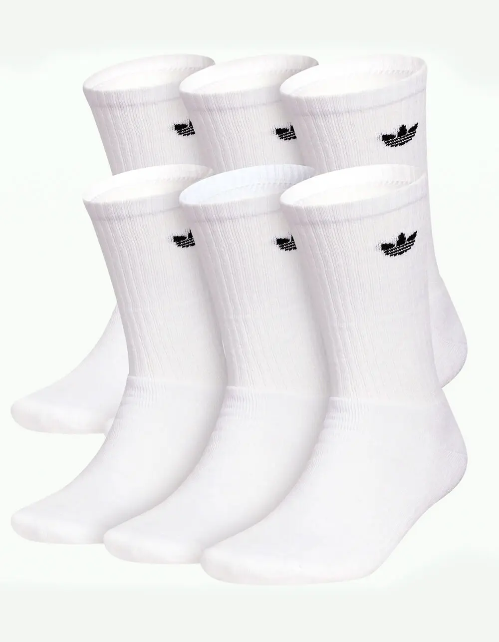 ADIDAS  Mens Originals Trefoil 2.0 6 Pack Crew Socks, White, Large