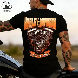 Men's T-Shirt High-Quality Soft Cotton Tee Streetwear Black Live to Ride Biker Tee Bosozoku Vintage Print Graphic Shirt Fitted Crewneck Short Sleeve Summer Casual Menswear Athletic Outfits Classic Top Gift for Boyfriend
