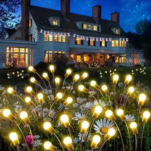 2-Pack Solar Wind-Swinging Firefly Decor, 6/8/10LED IP65 Waterproof Outdoor Fixture, Long-Lasting Glow LED Courtyard Light for Solar Outdoor Landscape Lighting, Solar Outdoor Lights