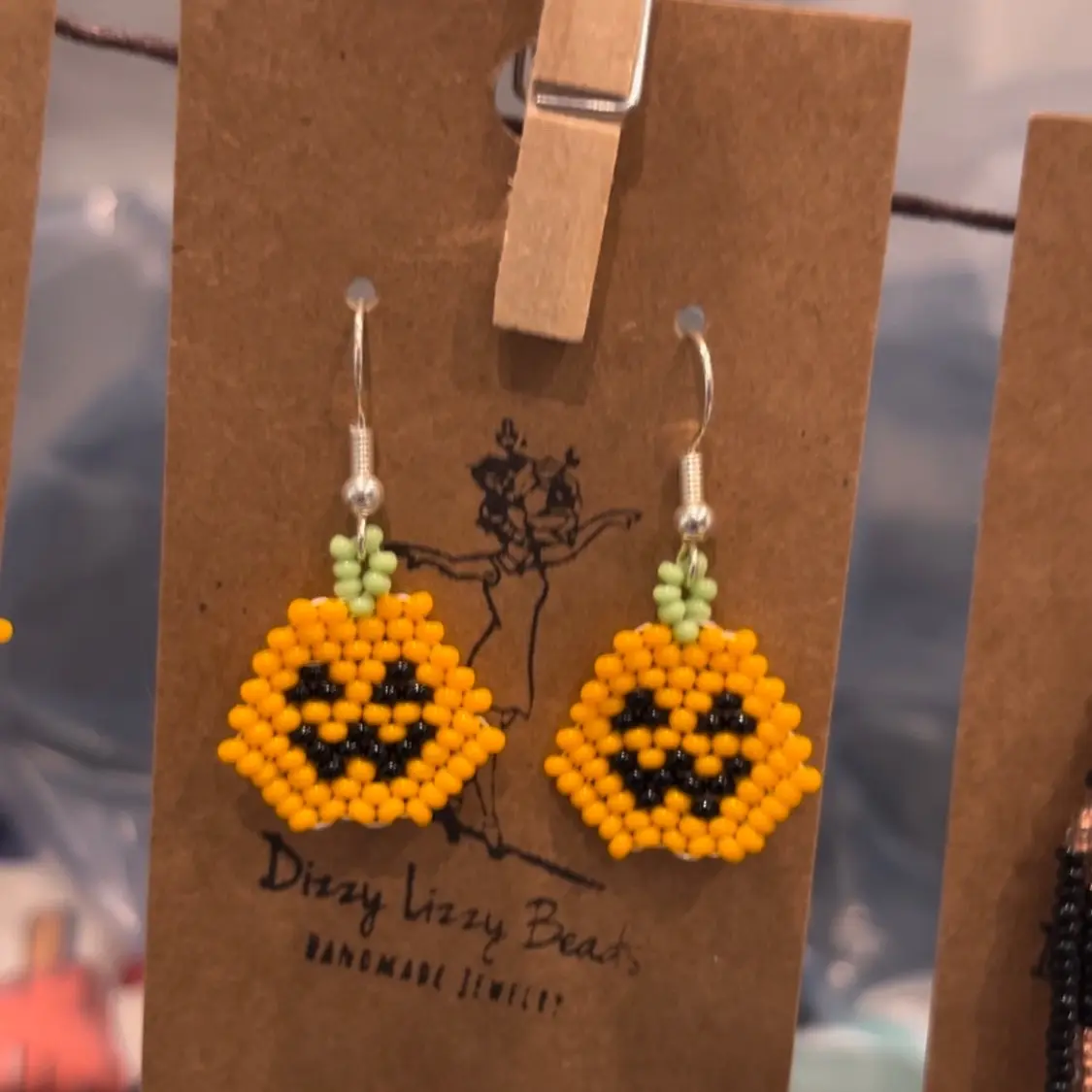 Beaded pumpkin earrings, spooky season jewelry