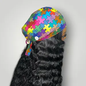 Autism Acceptance Satin-Lined Tie Back Scrub Cap
