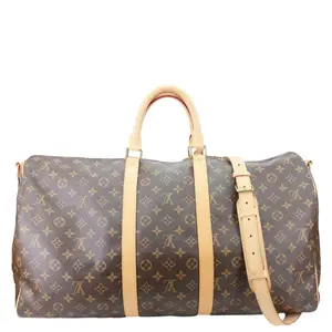 Pre-owned Louis Vuitton Canvas Travel Bags Keepall 55 Bandouliere Monogram Travel Bag Brown