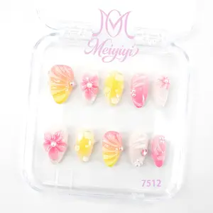 .DP.7512.Pink Sweet Gradient 3D Carved Wearable Nails