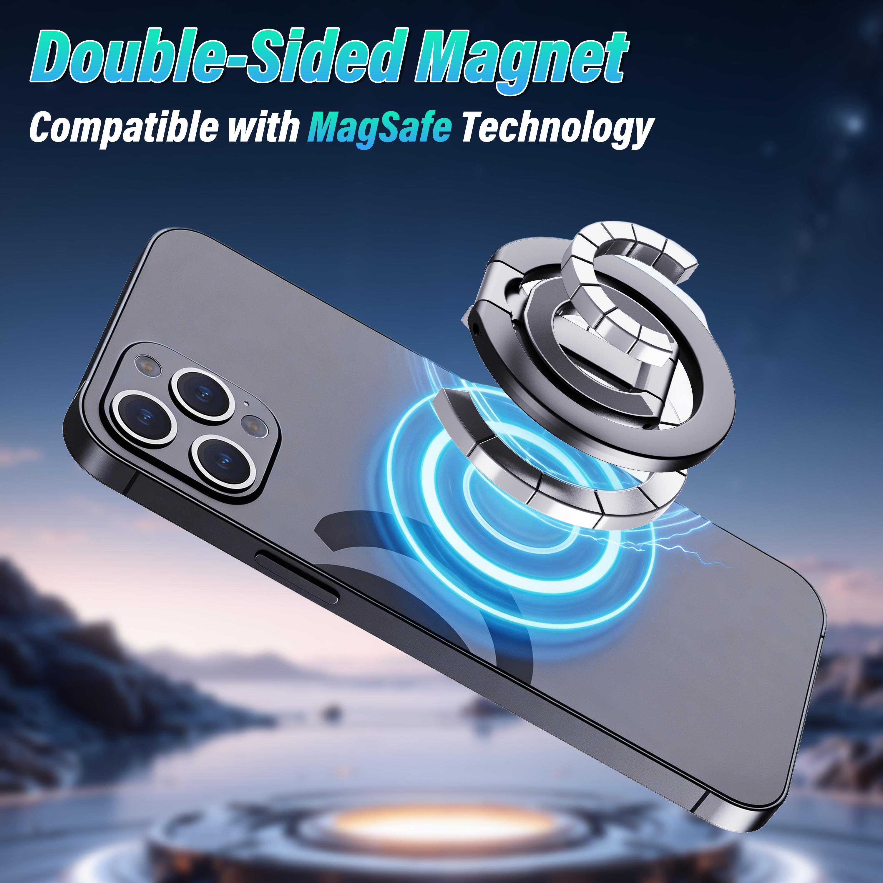 Magnetic Phone Ring Holder Stand, Dual-Sided Strong Magnet Grip Compatible with Car Mount, Magnetic Phone Accessory for iPhone 17 16 15 14 13 Pro Max Plus