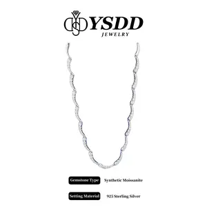 【#546 Sea Wave】Classy Wavy Tennis Choker Necklace vvs Synthetic Moissanite Necklace in 925 Sterling Silver