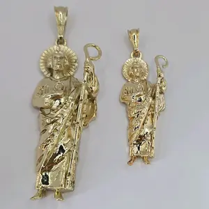 SAINT JUDE religious pendants set 2 sizes BOTH  gold-plated NO CHAIN