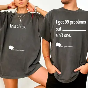 Funny Couple Matching the chick T-shirt, Hilarious Couple T-shirt, Gift for Him or Her, Valentine Couple Idea Gift Womenswear Cotton Fabric