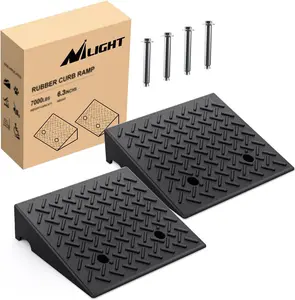 Nilight 6.3" Rise Heavy-Duty Rubber Threshold Ramps (2-Pack), Portable Vehicle Curb Ramps with 7000lbs Load Support, Durable Automotive Accessibility Accessories