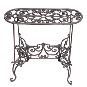 Sungmor Heavy-Duty Cast Iron Potted Plant Stand - Vintage Multi-Use Metal Garden Table, Both Indoor/Outdoor Corner Shelf for Planters, Vases, Ornaments