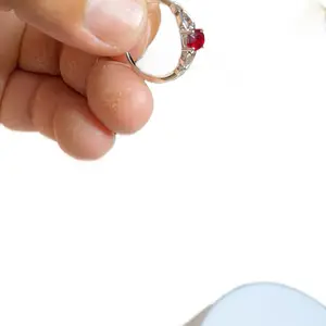 Anillo de Plata 925 Authentic and Original Red Stone Brilliant Fashion Ring Size 8 Jewelry Accessory