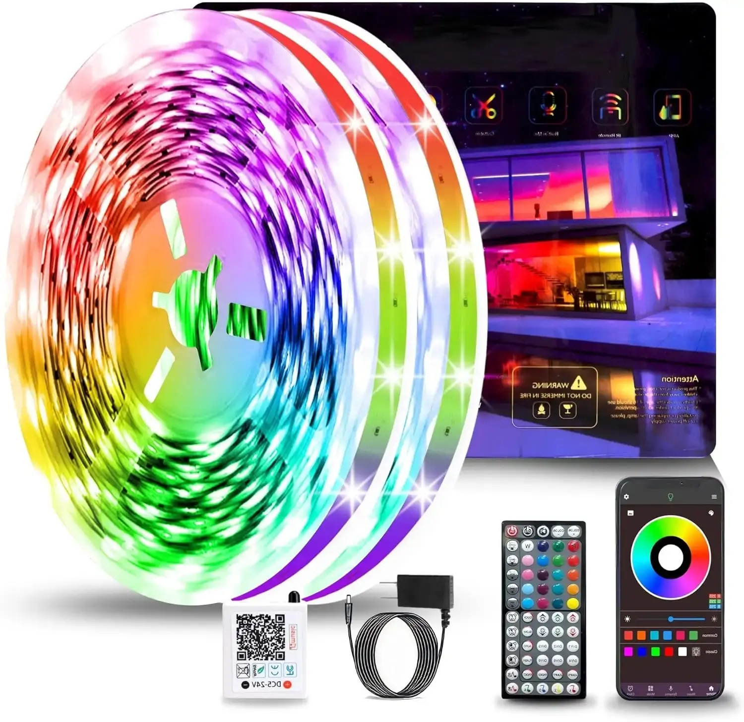 Led Lights for Bedroom 300FT (2 Rolls of 150FT), RGB Led Strip Lights with Music Sync Color Changing, Remote & App Controll Led Lights for Room and Party, Super Long LEDs for Bedroom Ambiant
