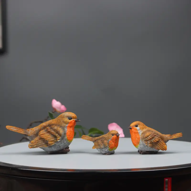 3pcs Resin Robin Bird Figurines Set - Realistic Garden Animal Statues for Home and Office Decor - Versatile Holiday Themed Accents Suitable for Christmas, Valentine's, Mother's Day & Earth Day Room Ornaments