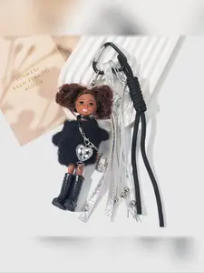 Sweater Doll Decoration Pendant, Silver Color Heart Keychain, Casual Style Bag Decor, All Seasons Accessory, Bag Charm Keychain, Keychain for Bags