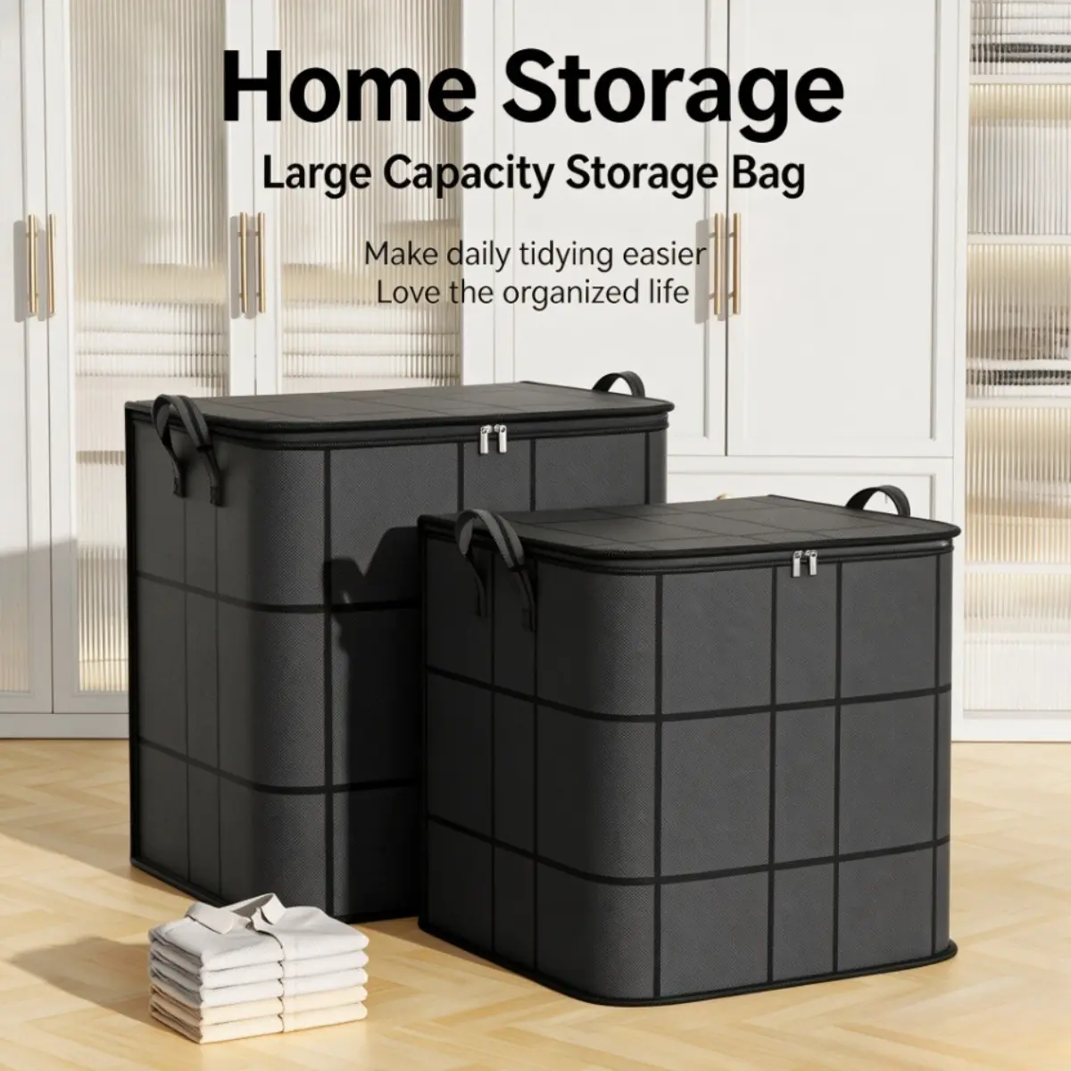 Large Capacity Heavy Duty Moving Storage Bags Foldable Clothes Quilt Blanket Comforter Organizer Zipper Handle Reusable Underbed Travel Space Saver