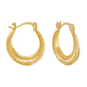 925 Sterling Silver Post Chunky Gold Hoops, Gold Plated Hypoallergenic Earrings for Women Jewelry