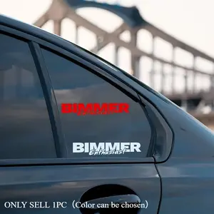 1PC Trendy Bimmer Logo Car Sticker | For BMW Cars, Notebooks, Red/White Enthusiast Slogan Design, Creative Decor Show BMW Owner’s Exclusive Style Easily, Car Decorative Sticker, Car Decal, Maximize Attention