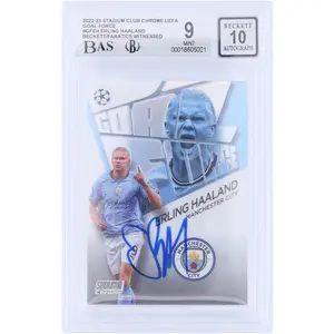 Erling Haaland Manchester City Autographed 2022-23 Topps Stadium Club Chrome Goal Force #GF-EH Beckett Fanatics Witnessed Authenticated 9/10 Card - Fanatics Authentic Certified