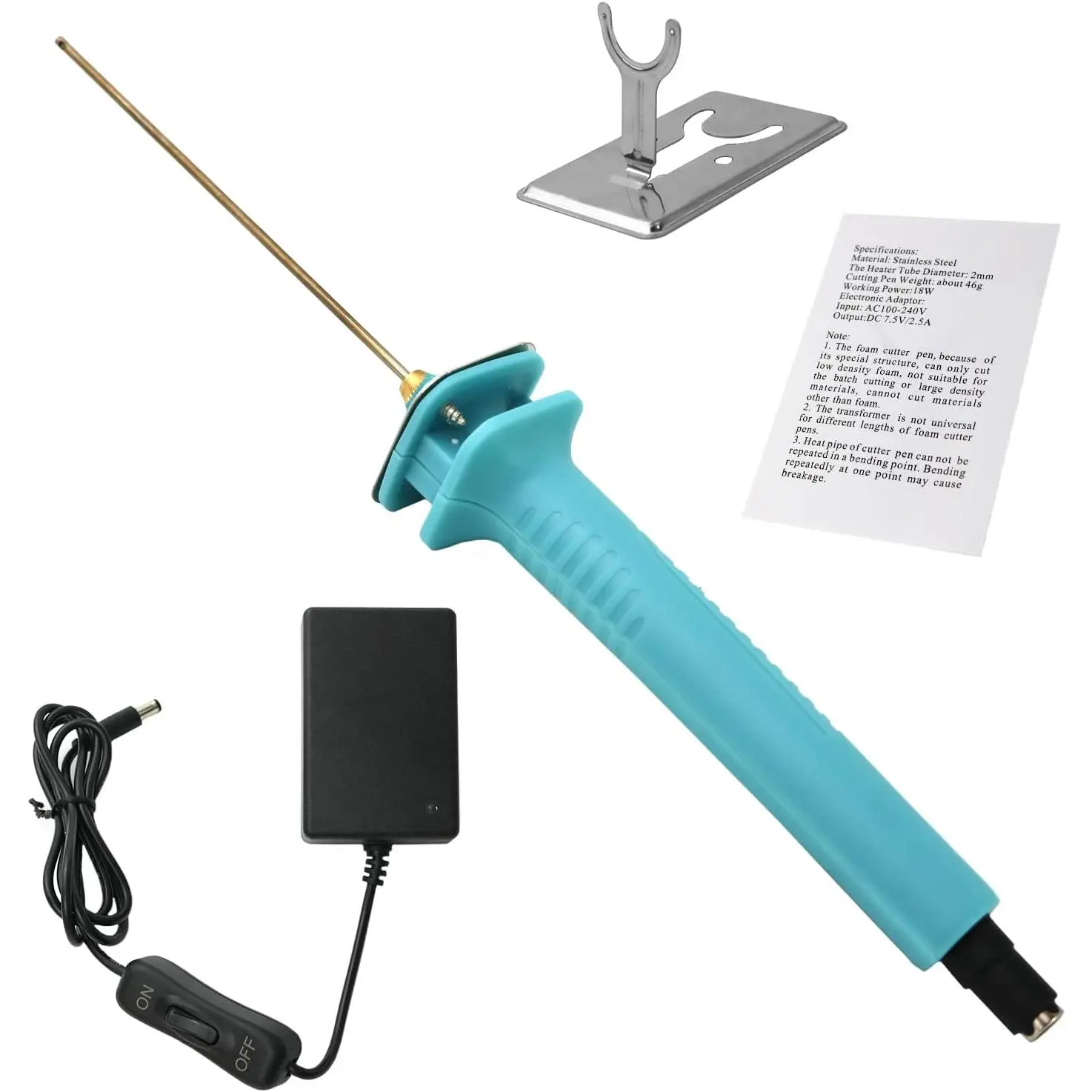 18W Electric Hot Wire Pen with 10CM Board, Stand, Adapter & Handle - Sewing Tool Kit for White Soft Styrofoam, Arts, Handcrafts