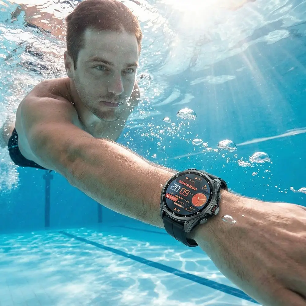 Swimming Smart Watch Water Proof 5ATM for Men Women Sports Watches with Flashlight Compass 100+ Sports Modes Watches 24hour Heart Rate Monitoring Bluetooth Text Call Blood Oxygen/Blood Pressure/Sleep Monitor for Iphone Android Phones