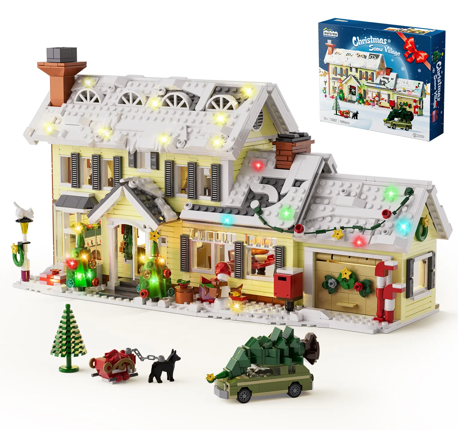 Crazy Christmas Holiday House – Electric Light-Up Festive Cottage with Whimsical Details, Perfect for Winter Decor, Table Display, and Holiday Ambiance