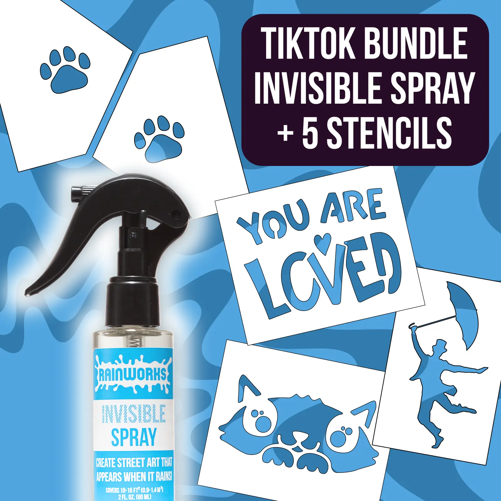 TikTok Bundle - Rainworks Invisible Spray with 5 Stencils
