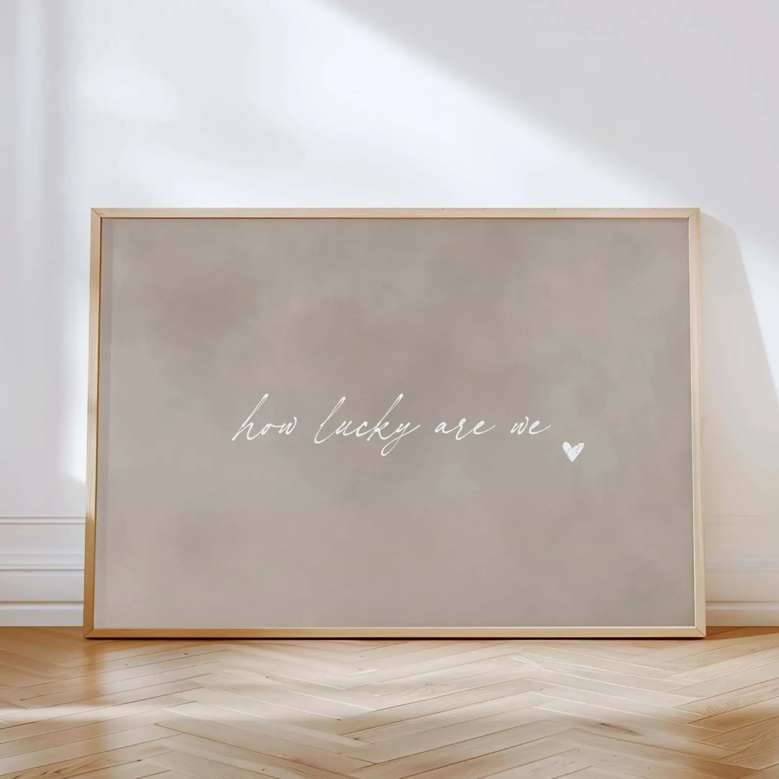 How Lucky Are We Wall Art Print, Minimalist Bedroom Decor, Horizontal Living Room Art, Romantic Couple Wall Art, Boyfriend Girlfriend Gift, Love Heart Poster
