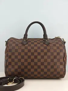 Pre-owned Damier Ebene coated canvas Shoulder Bags Louis Vuitton Speedy Bandouliere 30 Damier Ebene Canvas Bag【MB2115】