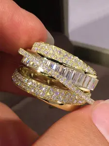 Women's Artificial Zircon Ring, Elegant Fashion Rings, Copper Chain Design, Casual Style Jewelry Gift for Women, All Season Accessory for Parties & Anniversaries