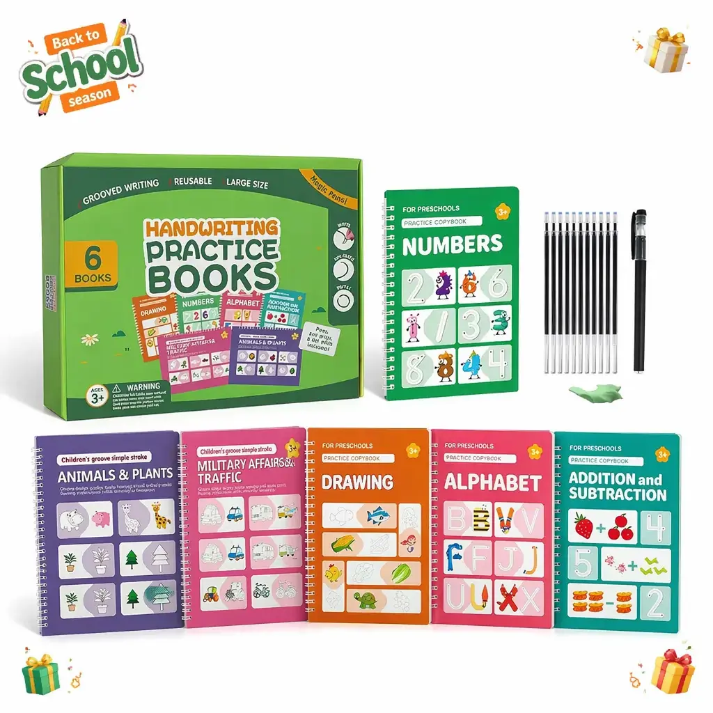 Kids DIY Art Craft Learning Kit | Reusable Drawing Activity Set with Magic Disappearing Pen, Creative Groove Painting Books, Coloring Practice Pages, Montessori-Inspired Hands-On Toy, Screen-Free Gift for Ages 3+, Animals
