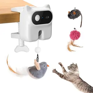 Cat Toys for Indoor Cats 2024 New Interactive Cat Feather Toy,【Chirping Bird/Mouse/Ball】 Stimulate Hunting, Rechargeable Automatic Cat Hanging Toy
