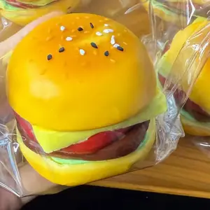 Handmade Taba Squishy Hamburger Stress Relief Toy Unisex Silicone Squeeze Gift for Kids Children's Day 207g Stress Ball Sensory Toy