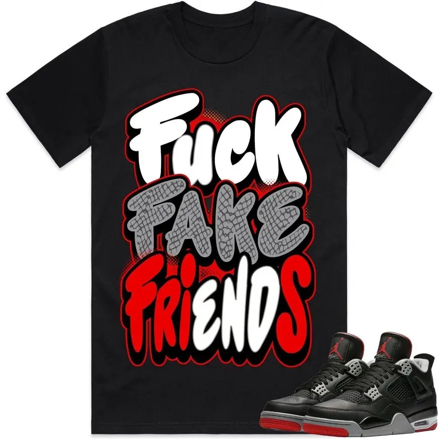 j4 Bred Reimagined 4s Shirt to Match RED FFF  TOP PULLOVER