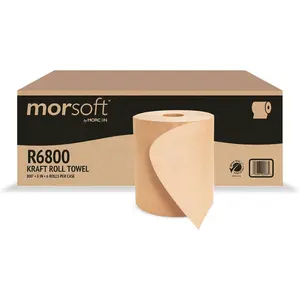 Morsoft by paper r universal hardwound roll towels 100 recycled fibers 6 rolls x 800 ft brown paper towels