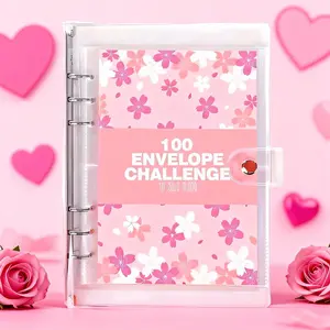 A5 Money Saving Challenge Binder, 1 Set 100 Envelopes Challenge Binder, 2026 Money Saving Planner Book, Notebook Planner, Savings Challenge Planner, Financial Organizer for Home Dorm for new year gift for Valentine's Day gift