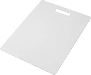 Large Plastic Cutting Board 11x14 Inch – Dishwasher Safe Chopping Board with Easy Grip Handle – Durable Kitchen Prep Board for Meat, Vegetables & Fruits (White)