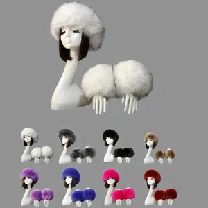 Faux Fur Headband & Sleeve Covers 3-Piece Set for Women