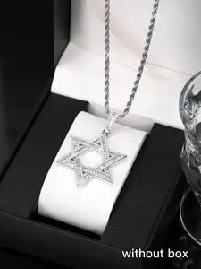 Hip Hop Copper Zircon Star Pendant Necklace, Simple Style Jewelry for Men Women, Couple's Party Rap Accessory, Ideal Gift, Fashion Necklace