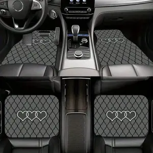 4pcs Love Heart Pattern Car Floor Mats for All Models, All Season Vehicle Floor Mats, Easy to Clean Car Interior Accessories Girls, Car Accessories Women