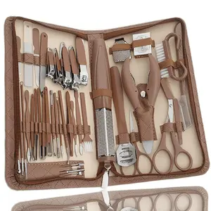 Professional Nail Clipper Set with Leather Storage Case, 10/42pcs Stainless Steel Nail Clippers Kit, Cuticle Pusher, Manicure & Pedicure Tool for Home & Salon Use