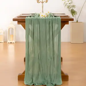 Socomi Cheesecloth Table Runner – 10FT Boho Gauze Table Decor for Weddings Parties and Home Styling
