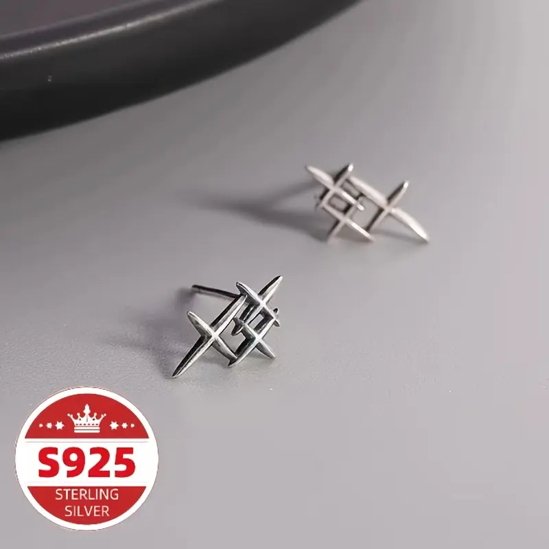 Women's Retro Silver Exquisite Stud Earrings - Basic Fashion 4-Seasons Versatile Costume Jewelry for Daily Wear, Party, Ideal Valentine's Day Gift