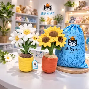 Official Jellycat Amuseables Daisy & Sunflower Plush Set – Authentic Jellycat London Smiling Flower Pot Soft Toys with Original Gift Bag, Cute Home Decor & Perfect Birthday, Mother’s Day or Get Well Gift (USA Stock)