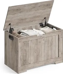 VASAGLE Storage Chest, 29.9 Inches Width Storage Bench, Entryway Bench with 2 Safety Hinges, Shoe Bench, Farmhouse Style, for Entryway, Bedroom, Living Room