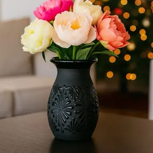 Talavera Black Flower Vase – Lead Free