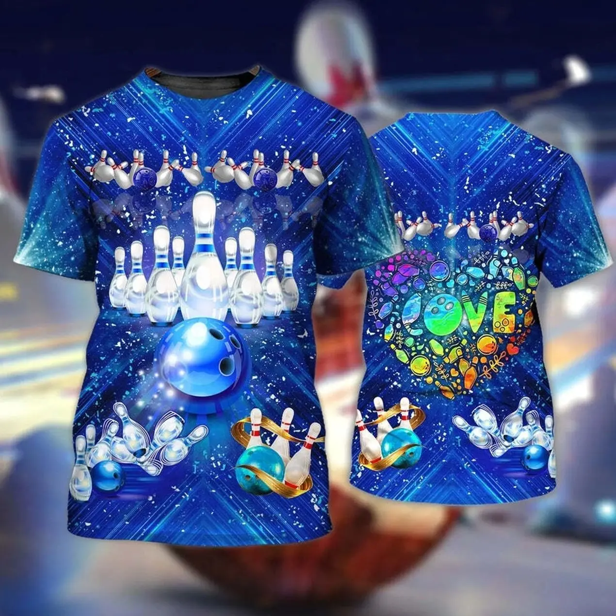 3D Bowling T-Shirt All Over Print Graphic Performance Tee Gift For Men And Women Bowlers 4HY