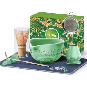 510mL Matcha Whisk Set: 8 Pcs Complete Ceramic Matcha Kit with Handcrafted Bamboo Chasen & Bowl - Frothy Tea Ceremony, Romantic Morning Ritual - Gift for Mom & Beginners
